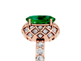 Rose gold Oval Cut Diamond Solitaire Ring with Shared Prong Pavé Band_5