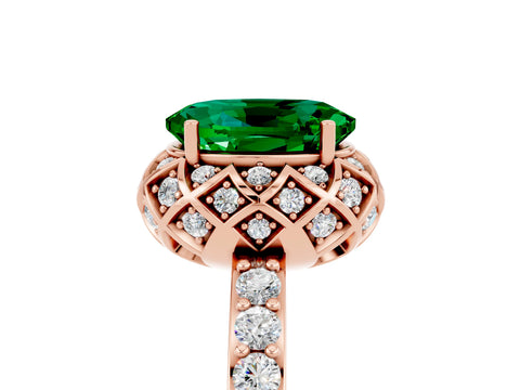 Rose gold Oval Cut Diamond Solitaire Ring with Shared Prong Pavé Band_5