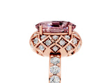 Rose gold Oval Cut Diamond Solitaire Ring with Shared Prong Pavé Band_5