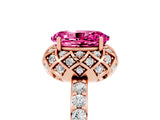 Rose gold Oval Cut Diamond Solitaire Ring with Shared Prong Pavé Band_5