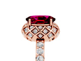 Rose gold Oval Cut Diamond Solitaire Ring with Shared Prong Pavé Band_5