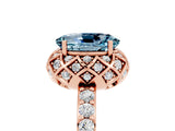 Rose gold Oval Cut Diamond Solitaire Ring with Shared Prong Pavé Band_5