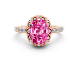 Rose gold Oval Cut Diamond Solitaire Ring with Shared Prong Pavé Band