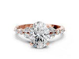 Rose gold Oval Cut Diamond Solitaire Ring with Side Stones and Four-Prong Setting_72