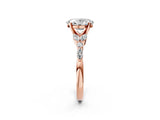 Rose gold Oval Cut Diamond Solitaire Ring with Side Stones and Four-Prong Setting_74