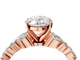 Rose gold Oval Cut Diamond Solitaire Ring with Side Stones and Four-Prong Setting_76