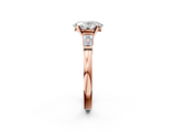Rose gold Oval Cut Diamond Solitaire Ring with Tapered Baguette Accents and Four-Prong Setting_76
