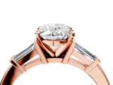 Rose gold Oval Cut Diamond Solitaire Ring with Tapered Baguette Accents and Four-Prong Setting_78