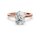 Rose gold Oval Cut Diamond Solitaire Ring with Thin Band and Prong Setting_12