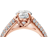 Rose gold Oval Cut Diamond Solitaire Ring with Three-Row Pavé Band and Four-Prong Setting_41