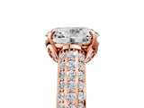 Rose gold Oval Cut Diamond Solitaire Ring with Three-Row Pavé Band and Four-Prong Setting_42