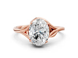 Rose gold Oval Cut Diamond Solitaire Ring with Twist Band and Four-Prong Setting_69