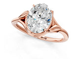 Rose gold Oval Cut Diamond Solitaire Ring with Twist Band and Four-Prong Setting_70