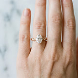 Rose gold Oval Cut Diamond Solitaire Ring with Twisted Band and Pavé Accents_43