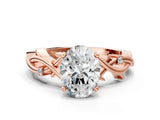 Rose gold Oval Cut Diamond Solitaire Ring with Twisted Band and Prong Setting_190