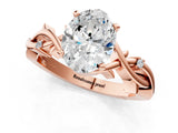 Rose gold Oval Cut Diamond Solitaire Ring with Twisted Band and Prong Setting_191