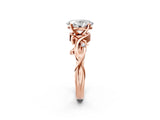 Rose gold Oval Cut Diamond Solitaire Ring with Twisted Band and Prong Setting_192