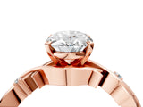 Rose gold Oval Cut Diamond Solitaire Ring with Twisted Band and Prong Setting_194