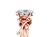 Rose gold Oval Cut Diamond Solitaire Ring with Twisted Band and Prong Setting_195