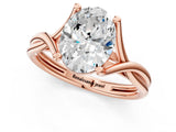 Rose gold Oval Cut Diamond Solitaire Twist Band Prong Setting Ring_80
