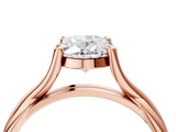 Rose gold Oval Cut Diamond Solitaire Twist Band Prong Setting Ring_83