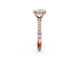 Rose gold Oval Cut Diamond Solitaire with Pave Band and Four-Prong Setting 2