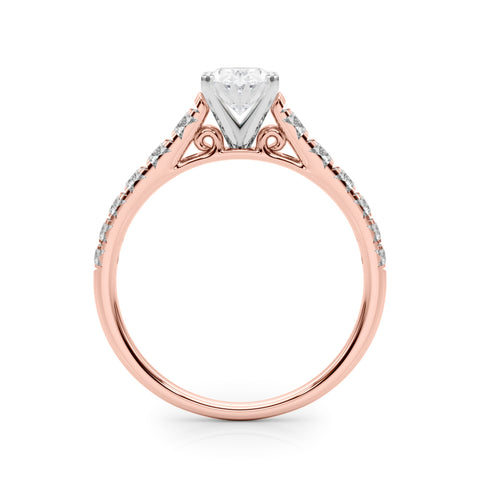 Rose gold Oval Cut Diamond Solitaire with Pave Band and Four-Prong Setting 2