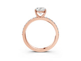 Rose gold Oval Cut Diamond Solitaire with Pave Band and Four-Prong Setting 3
