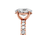 Rose gold Oval Cut Diamond Solitaire with Pave Band and Four-Prong Setting 5