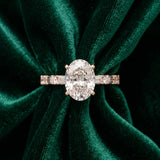 Rose gold Oval Cut Diamond Solitaire with Side Baguettes and Channel Set Band_16