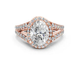 Rose gold Oval Cut Diamond Split Shank Halo Ring with Four-Prong Setting_58