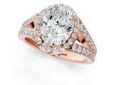 Rose gold Oval Cut Diamond Split Shank Halo Ring with Four-Prong Setting_59