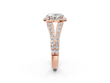Rose gold Oval Cut Diamond Split Shank Halo Ring with Four-Prong Setting_60