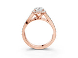 Rose gold Oval Cut Diamond Split Shank Halo Ring with Four-Prong Setting_61