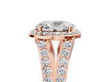 Rose gold Oval Cut Diamond Split Shank Halo Ring with Four-Prong Setting_63