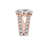 Rose gold Oval Cut Diamond Split Shank Pavé Engagement Ring with Four-Prong Setting_100
