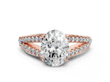 Rose gold Oval Cut Diamond Split Shank Pavé Engagement Ring with Four-Prong Setting_95