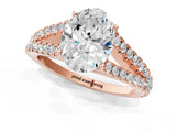 Rose gold Oval Cut Diamond Split Shank Pavé Engagement Ring with Four-Prong Setting_96