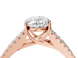 Rose gold Oval Cut Diamond Split Shank Pavé Engagement Ring with Four-Prong Setting_99