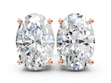 Rose gold Oval Cut Diamond Stud Earrings_399