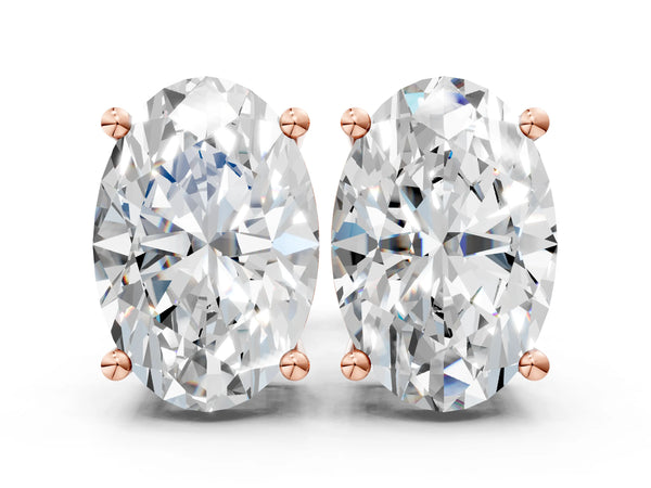 Rose gold Oval Cut Diamond Stud Earrings