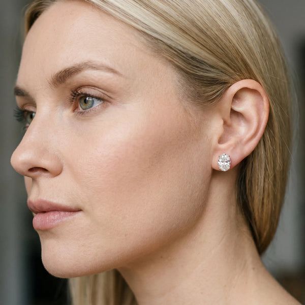 Rose gold Oval Cut Diamond Stud Earrings