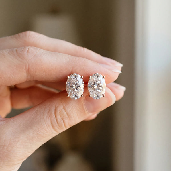 Rose gold Oval Cut Diamond Stud Earrings