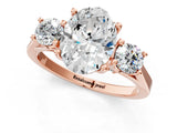 Rose gold Oval Cut Diamond Three-Stone Engagement Ring with Prong Setting and Pavé Band_4