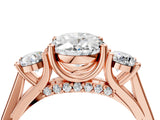 Rose gold Oval Cut Diamond Three-Stone Engagement Ring with Prong Setting and Pavé Band_7