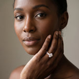 Rose gold Oval Cut Diamond Three-Stone Ring with Pavé Split Shank and Four-Prong Setting_14