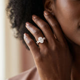 Rose gold Oval Cut Diamond Three-Stone Ring with Pavé Split Shank and Four-Prong Setting_15