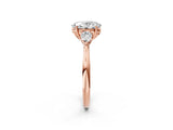 Rose gold Oval Cut Diamond Three-Stone Ring with Pear Side Stones and Four-Prong Setting_91
