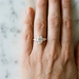 Rose gold Oval Cut Diamond Three-Stone Ring with Pear  Side Stones and Prong Setting_101