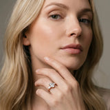 Rose gold Oval Cut Diamond Three-Stone Ring with Pear  Side Stones and Prong Setting_102